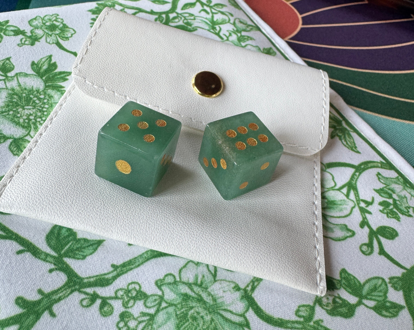 Natural Stone Dice- Set of 2 (green)