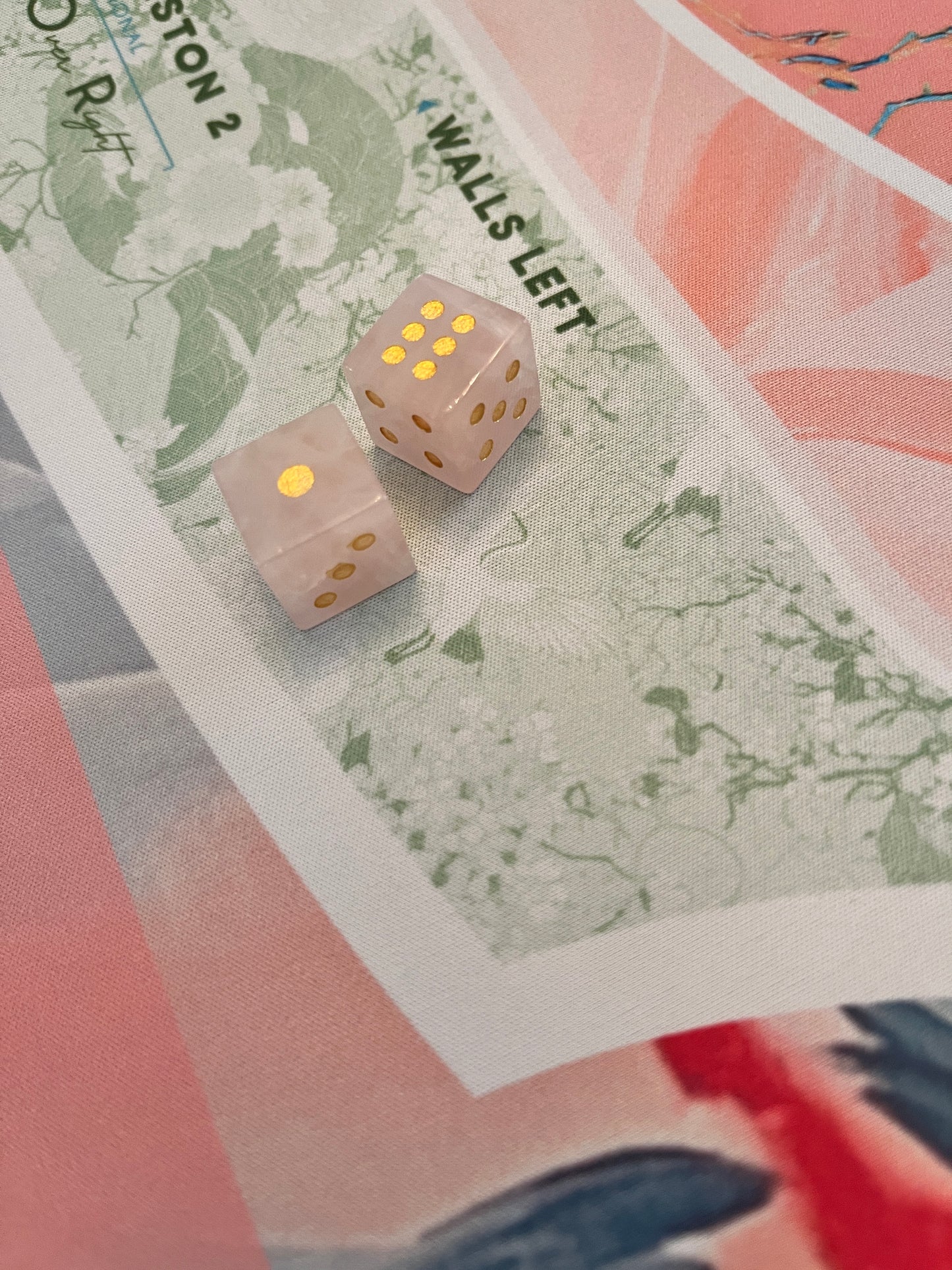 Natural Stone Dice- Set of 2 (pink)