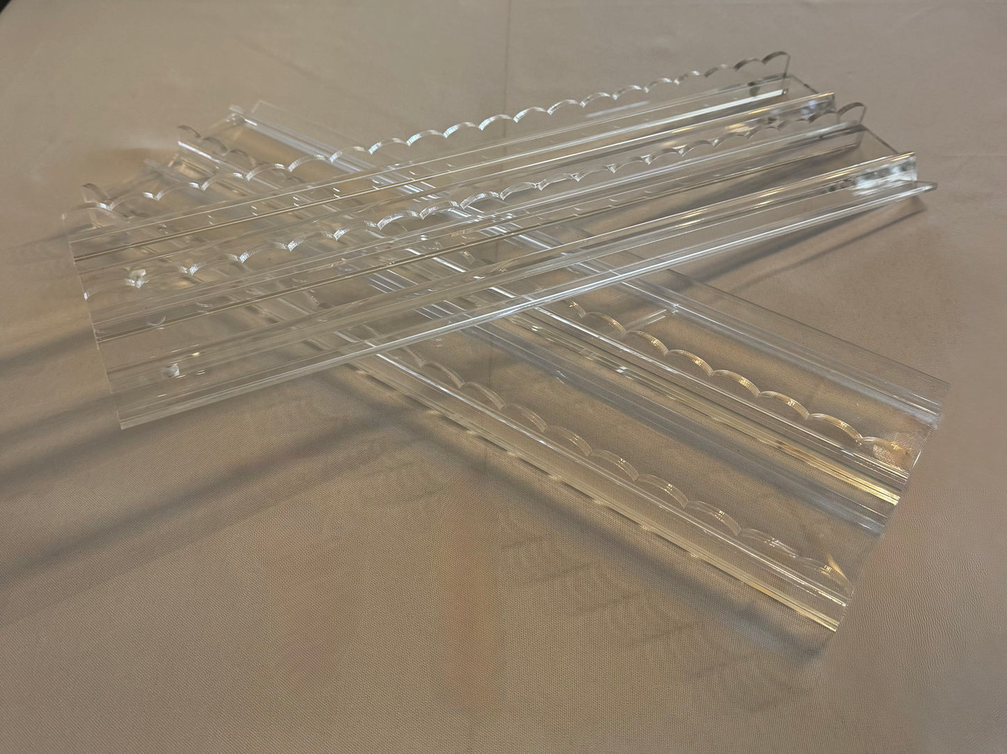 Clear Acrylic racks with Scalloped pushers